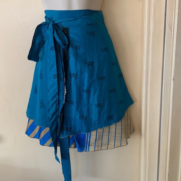 Darn Good Yarn Dresses & Skirts - DGY upcycled silk sari skirt regular mini (4-12)